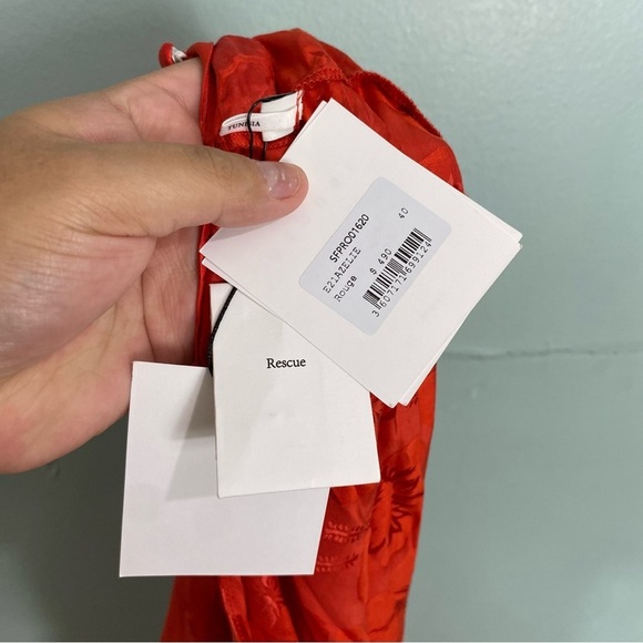 Sandro Azelie Red Mini Dress Floral V Neck Half Sleeve Silk‎ Blend Sz 40 L - Picture 4 of 6